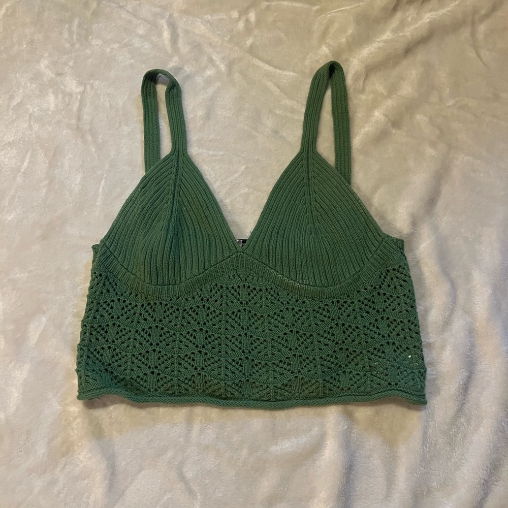 Green Knit Bralette Top